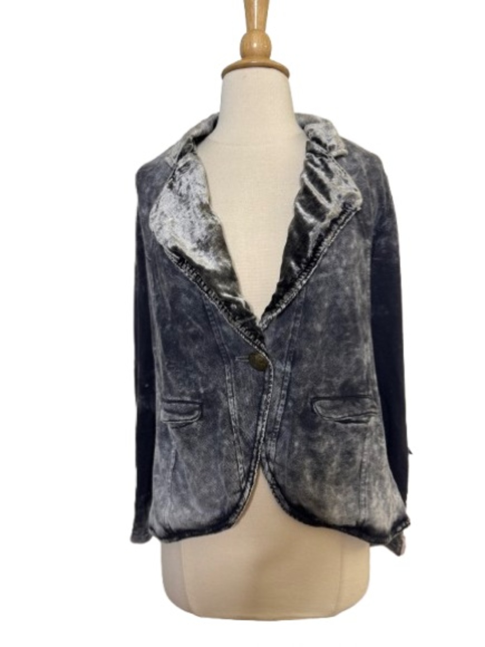 Aratta Silent Journey Size Medium (M) Gray Velvet Blazer Single Button Notched L